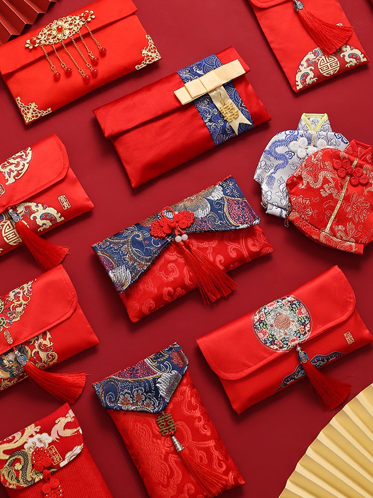 Chinese-Style Ten Thousand Yuan Change Red Envelope Wedding Special Wedding Red Envelope Bag Lucky Money Creative Engagement Fabric Red Envelope - Image 3