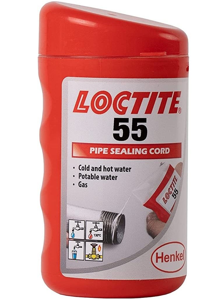 Loctite - LOCTITE 55 Pipe Thread Sealant, Non Curing Thread Sealant for Plumbing Pipes and Fittings, Reliable Fast Action Pipe Sealant for Metal and Plastic, 160m - Image 1