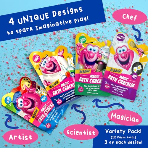 Mr. Bubble Magic Bath Crackles, Fun to add to Bubble Bath to Make Bath Time Exciting for Kids with Colorful Pops and Fizzy Snaps, 1 oz Packet, Pack of 12 - Image 3