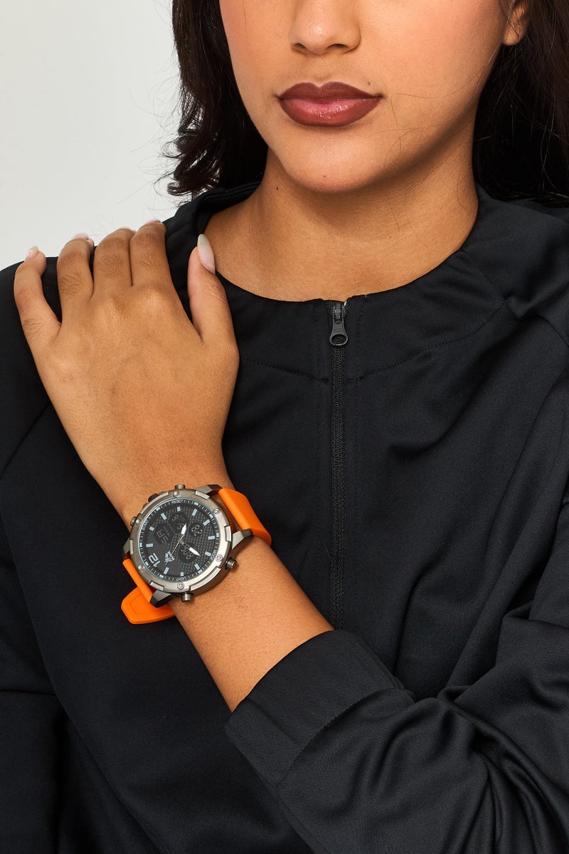 RBX ساعة رقمية بحزام سيليكون للنساء P4390-22072894 40 مم، برتقالي - Image 2