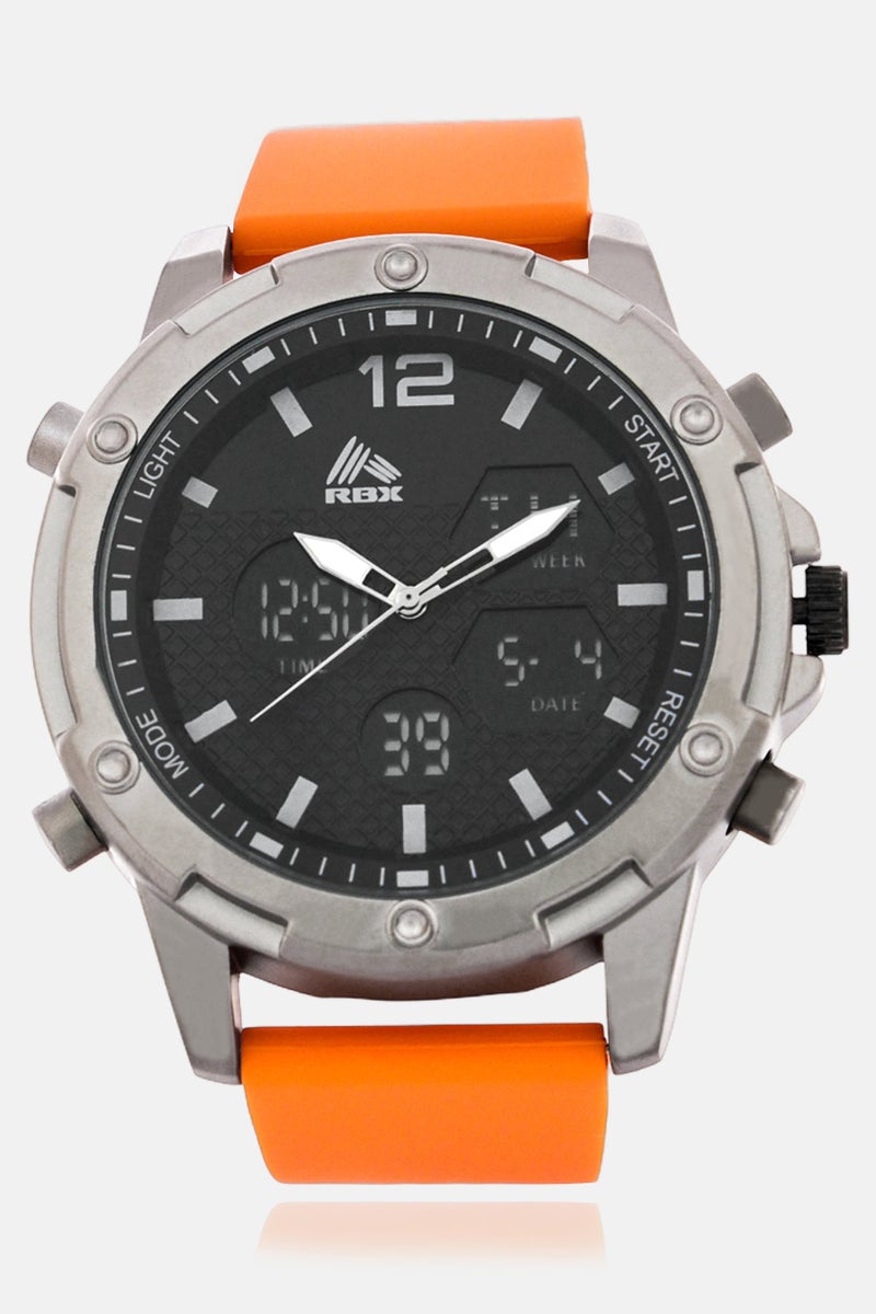 RBX ساعة رقمية بحزام سيليكون للنساء P4390-22072894 40 مم، برتقالي - Image 1