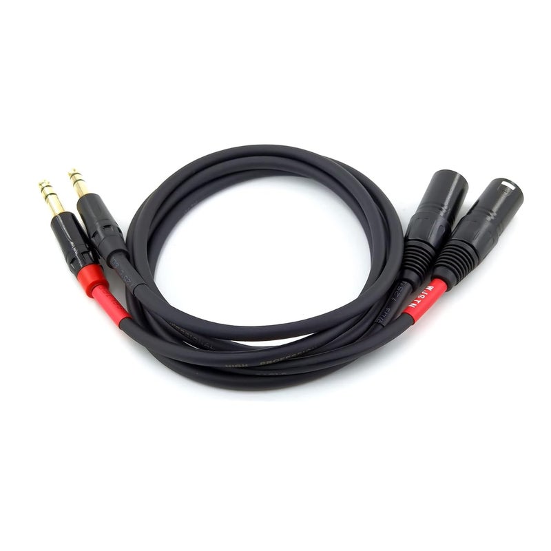 كابل توصيل إشارة متوازن من 1/4 بوصة TRS إلى XLR ذكر 6.35mm، كابل توصيل ميكروفون من ربع بوصة إلى 3-pin XLR، عبوة من 2 قطعة، 3 أقدام - Image 2