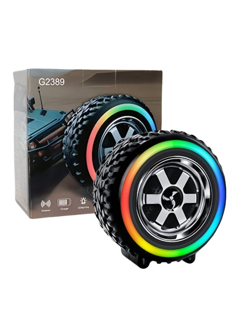 G2389 Colorful Tire RGB Wireless Bluetooth Speaker, Portable Multi-function Speaker - Image 1
