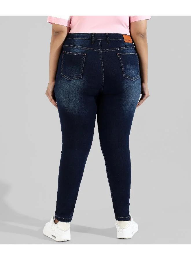 انستافاب بلس جينز نسائي ضيق عصري جديد من الدنيم بلون سادة