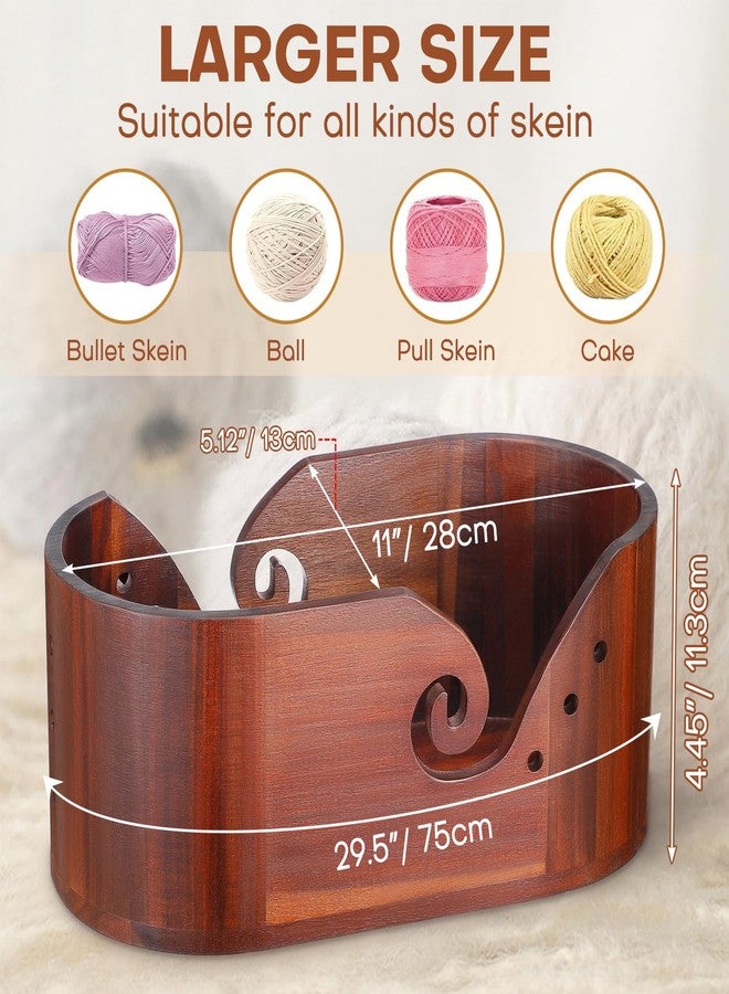 Udefineit Acacia Wooden Yarn Bowl, Large Oval Yarn Bowl for Crocheting, Smooth Knitting Bowl Crochet Bowl with w/Swirl Design, Crocheting & Knitting Lovers Yarn Storage Bowl, Portable Knitting Accessories - Image 5