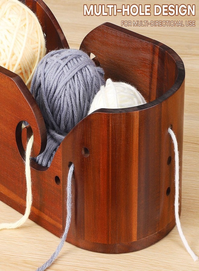 Udefineit Acacia Wooden Yarn Bowl, Large Oval Yarn Bowl for Crocheting, Smooth Knitting Bowl Crochet Bowl with w/Swirl Design, Crocheting & Knitting Lovers Yarn Storage Bowl, Portable Knitting Accessories - Image 4