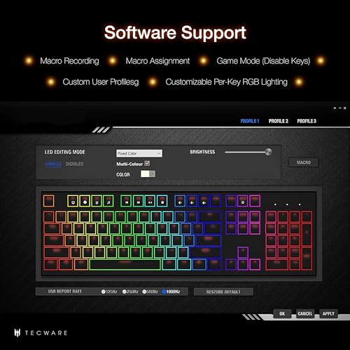 TECWARE Phantom+ Elite 87 Key RGB Mechanical Gaming Keyboard, LED Backlit, Universal Hot-Swap, Wired and Wireless, 3 Mode Connectivity, Thocky Sounding, White Elite Wraith Orange - Image 5