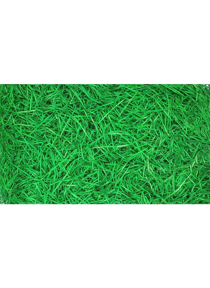 Generic Uniqon Pack of 100 Gram green color Grass Shredded Tissue Paper Easter Basket Hamper Filling Gift Packagingwrapping Basket Filling for Occasional Decoration Filling Needs  - Image 2