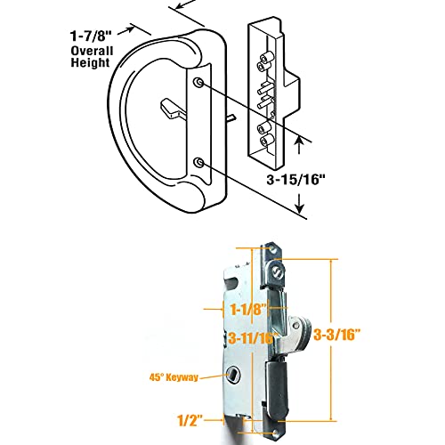 HauSun Sliding Patio Door Handle Set with Key Cylinder and Mortise Lock, Full Replacement Handle Lock Set Fits Door Thickness from 1-1/2" to 1-3/4", 3-15/16” Screw Hole Spacing, Reversible Design(Non-Handed) - Image 2