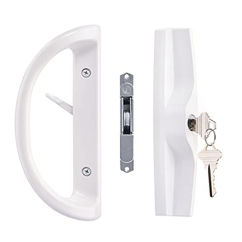 HauSun Sliding Patio Door Handle Set with Key Cylinder and Mortise Lock, Full Replacement Handle Lock Set Fits Door Thickness from 1-1/2" to 1-3/4", 3-15/16” Screw Hole Spacing, Reversible Design(Non-Handed) - Image 1