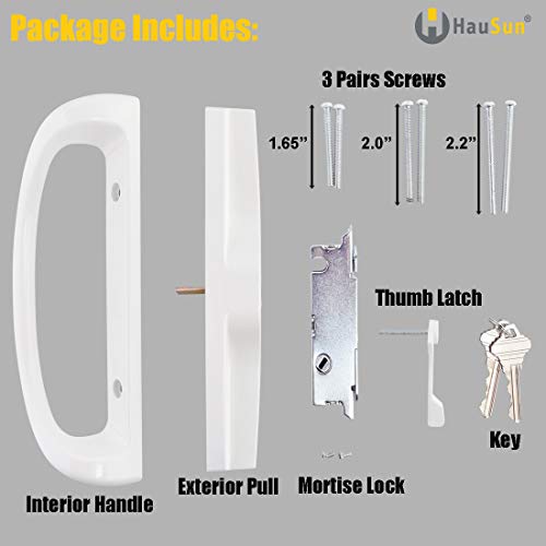HauSun Sliding Patio Door Handle Set with Key Cylinder and Mortise Lock, Full Replacement Handle Lock Set Fits Door Thickness from 1-1/2" to 1-3/4", 3-15/16” Screw Hole Spacing, Reversible Design(Non-Handed) - Image 3