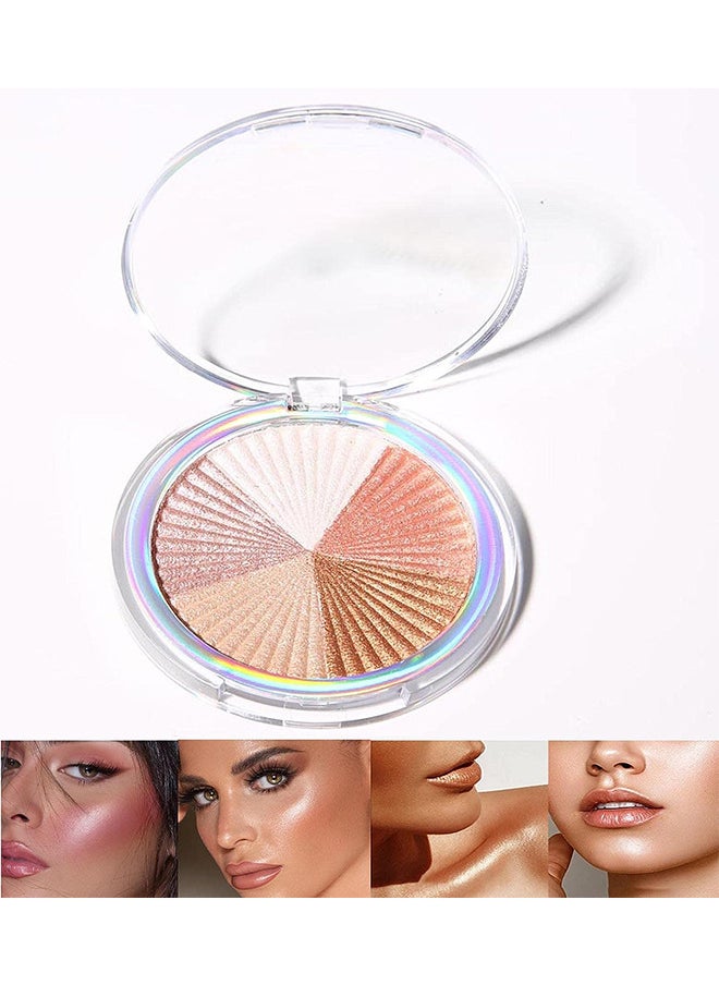 LANGMANNI 5 Colors Baked Highlighters Makeup for Face Eye Cheek Body, Highly Pigmented Eyeshadow, Ultra Shimmer Sparkle Illuminators Compact Makeup, Metallic Glitter Shimmer Bronzer, Pearl White, Pink, Champagn  - Image 1
