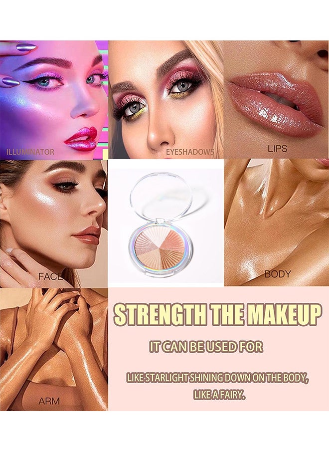 LANGMANNI 5 Colors Baked Highlighters Makeup for Face Eye Cheek Body, Highly Pigmented Eyeshadow, Ultra Shimmer Sparkle Illuminators Compact Makeup, Metallic Glitter Shimmer Bronzer, Pearl White, Pink, Champagn  - Image 4