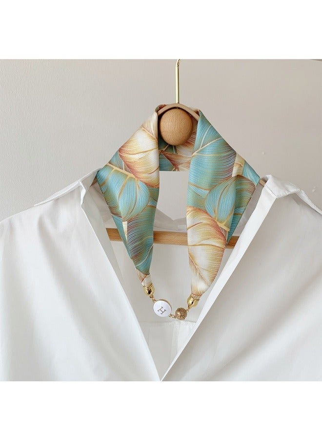 Women's elegant magnetic clasp necklace scarf, scarf, also suitable for headbands, headbands, printed fashion accessories hair accessories. - Image 1