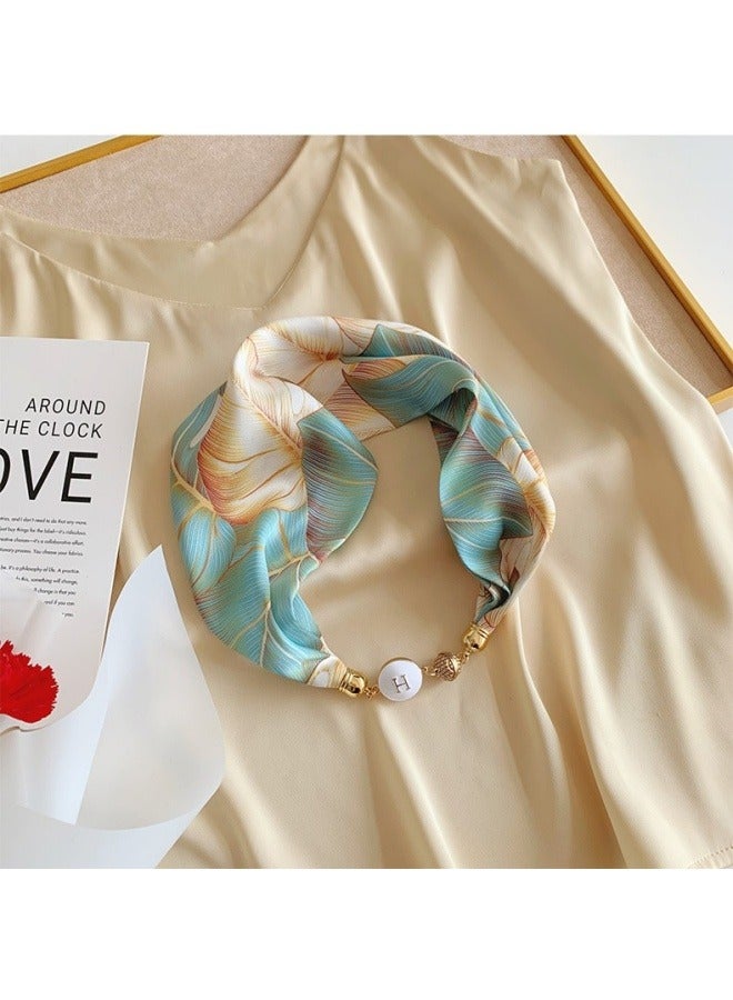 Women's elegant magnetic clasp necklace scarf, scarf, also suitable for headbands, headbands, printed fashion accessories hair accessories. - Image 2
