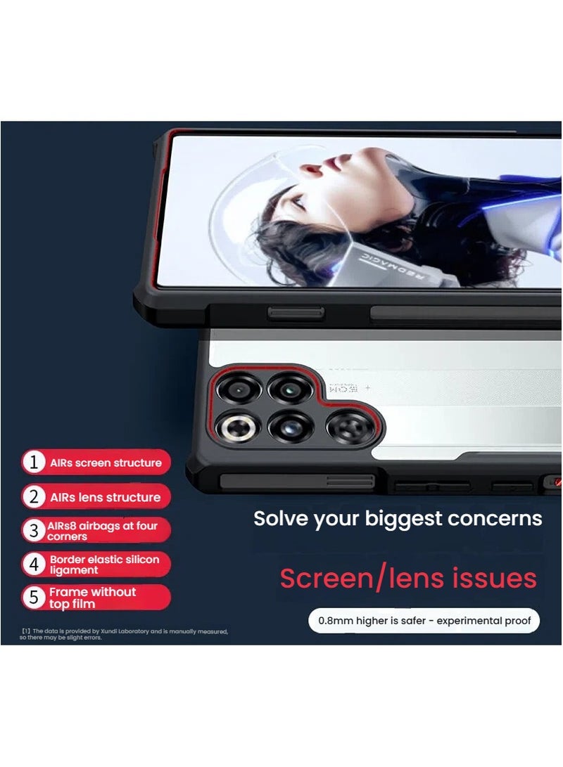 عام حافظة واقية مغناطيسية متوافقة مع Red Magic 11 Pro/Red Magic 11 Pro+ حافظة شفافة مزودة بوسادة هوائية لحماية الكاميرا غطاء خلفي مقاوم للصدمات من مادة PC+TPU يدعم الشحن اللاسلكي - Image 3