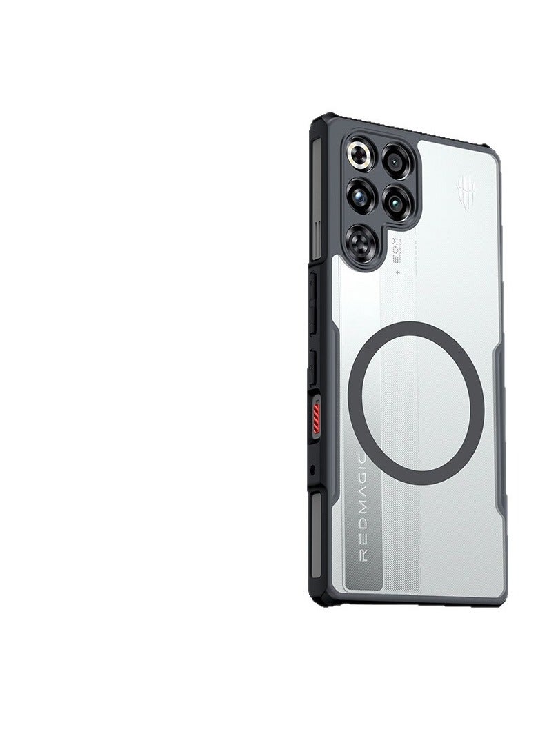 عام حافظة واقية مغناطيسية متوافقة مع Red Magic 11 Pro/Red Magic 11 Pro+ حافظة شفافة مزودة بوسادة هوائية لحماية الكاميرا غطاء خلفي مقاوم للصدمات من مادة PC+TPU يدعم الشحن اللاسلكي - Image 1