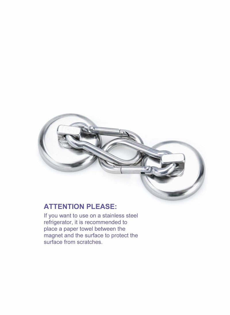 Y&D Carabiner Magnetic Hooks, KASTWAVE 100LBS Strong Heavy Duty Neodymium Magnet Hooks with Swivel Hook, Great for Your Kitchen, Refrigerator and Other Surfaces (4 Pack) Silvery  - Image 3