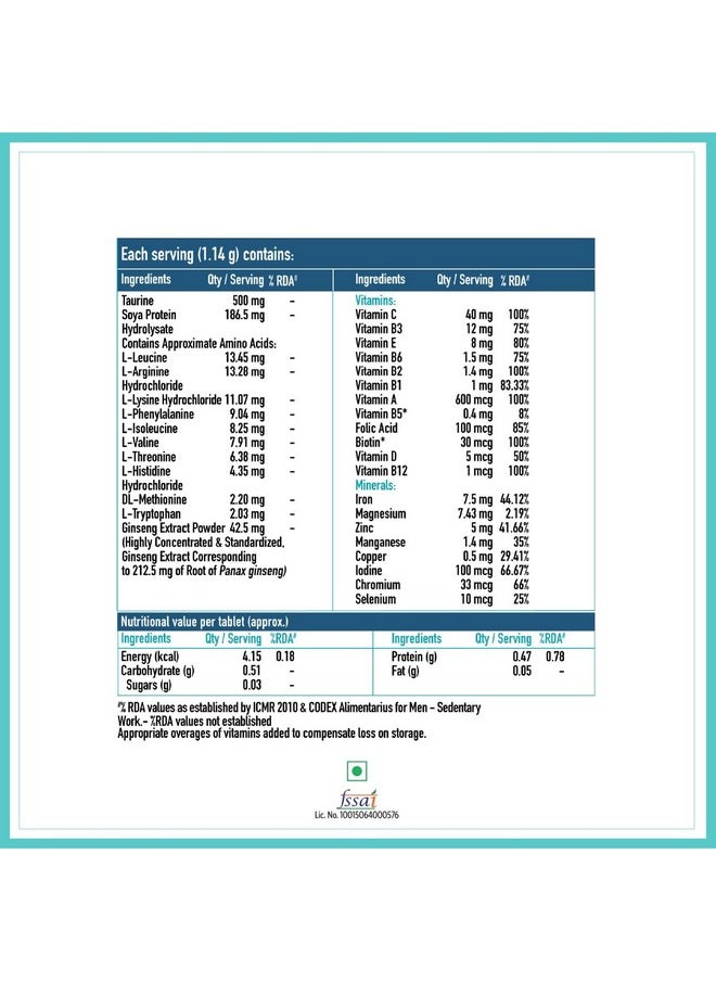 HEALTHKART - Hk Vitals Multivitamin For Men And Women With Zinc Vitamin C Vitamin D3 Multiminerals And Ginseng Extract Enhances Energy Stamina & Immunity 120 Multivitamin Tablets - Image 1
