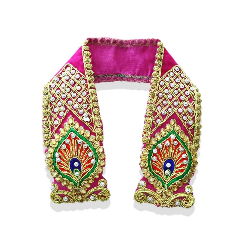 Shoppersduniya Handmade Heavy Moti Work Dupatta for Idol Deity Vastra Uparan for Puja 35 inches Pink - Image 1