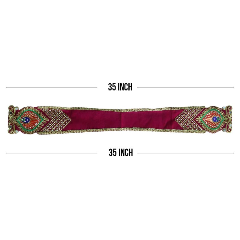 Shoppersduniya Handmade Heavy Moti Work Dupatta for Idol Deity Vastra Uparan for Puja 35 inches Pink - Image 2