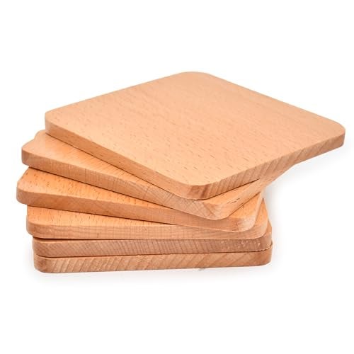 AARGKRAFT Handmade Wooden Drink Coasters with Stand | Solid Wood Tabletop Coasters for Tea Cups Coffee Mugs Beer Cans Bar Tumblers and Water Glasses, Set of 6 (Natural) - Image 3