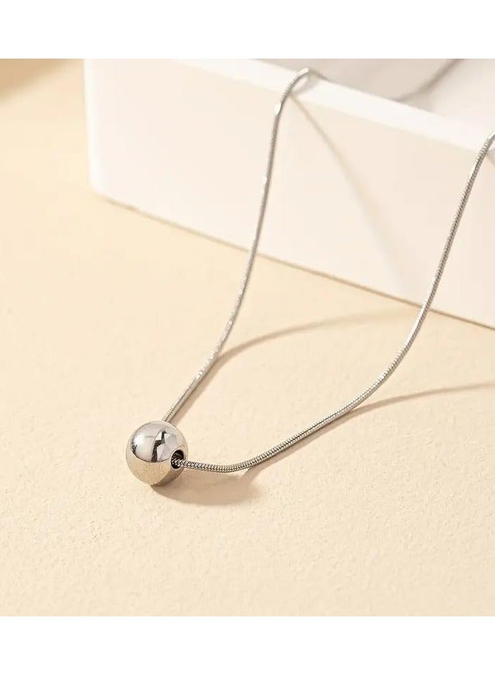 Fayrouz Jewellery Simple Ball Pendant Necklace Stainless Steel Fine Jewelry Party Gift for Women Girls Chain by Fairuz Jewelry - Image 3