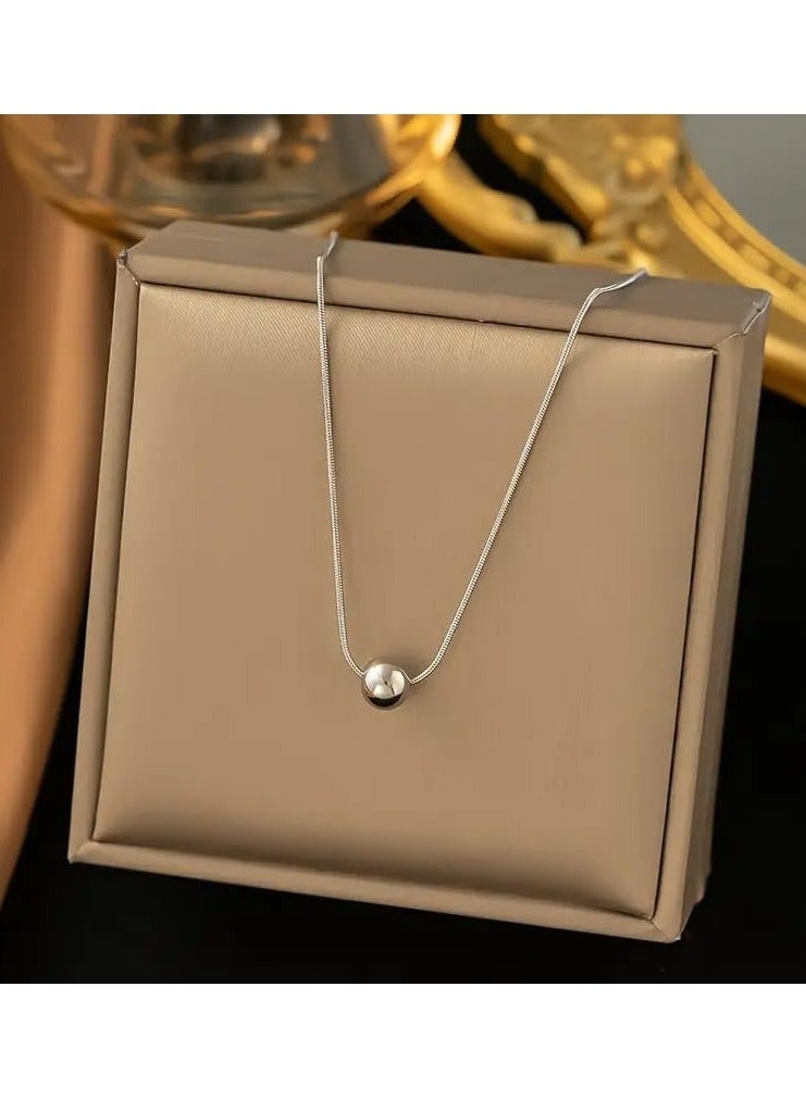 Fayrouz Jewellery Simple Ball Pendant Necklace Stainless Steel Fine Jewelry Party Gift for Women Girls Chain by Fairuz Jewelry - Image 4