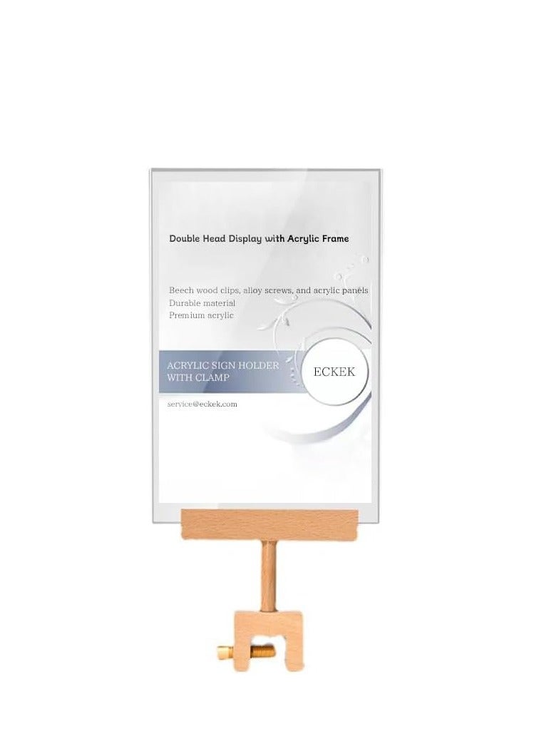 Eckek حامل لافتات أكريليك إيكك مع مشبك عرض مزدوج مع إطار أكريليك لحامل لافتات سعر الملابس - Image 1