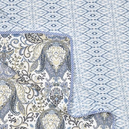 Tzafrir Dohar Double Bed, Cotton Soft Lightweight Bed Blanket, AC Dohar, Comforter All Seasons 84 x 96 inch- (Sky Blue Mahndi, Pack of 1) - Image 5