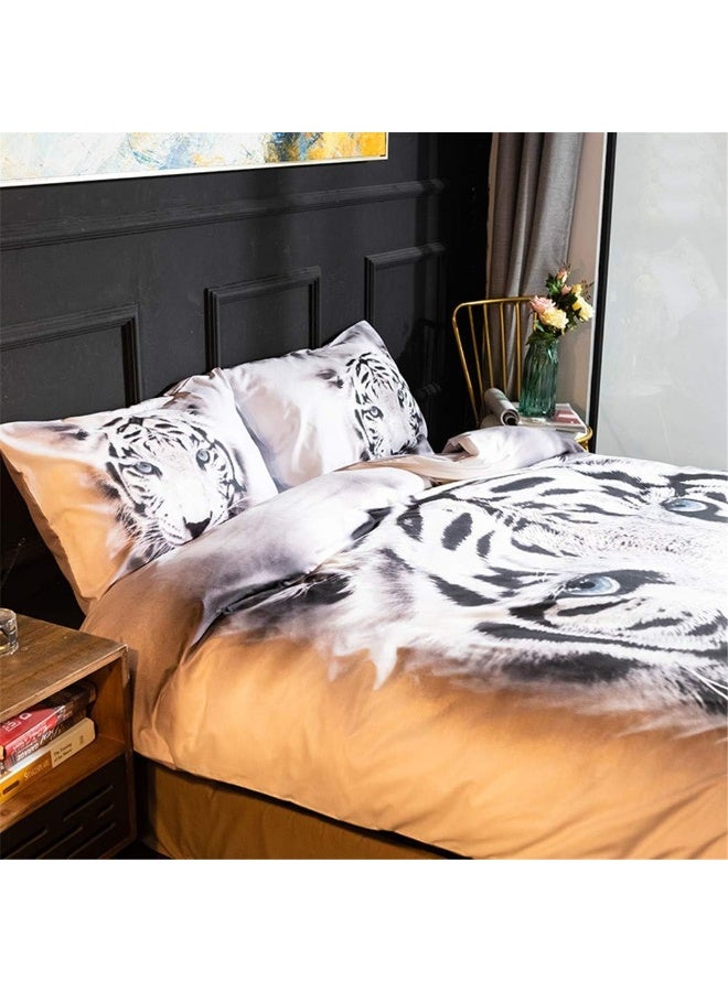 Homebed White Tiger Bedding Set Queen Size 3D Animal Print for Kids Boys Teens Duvet Cover Set  - Image 3