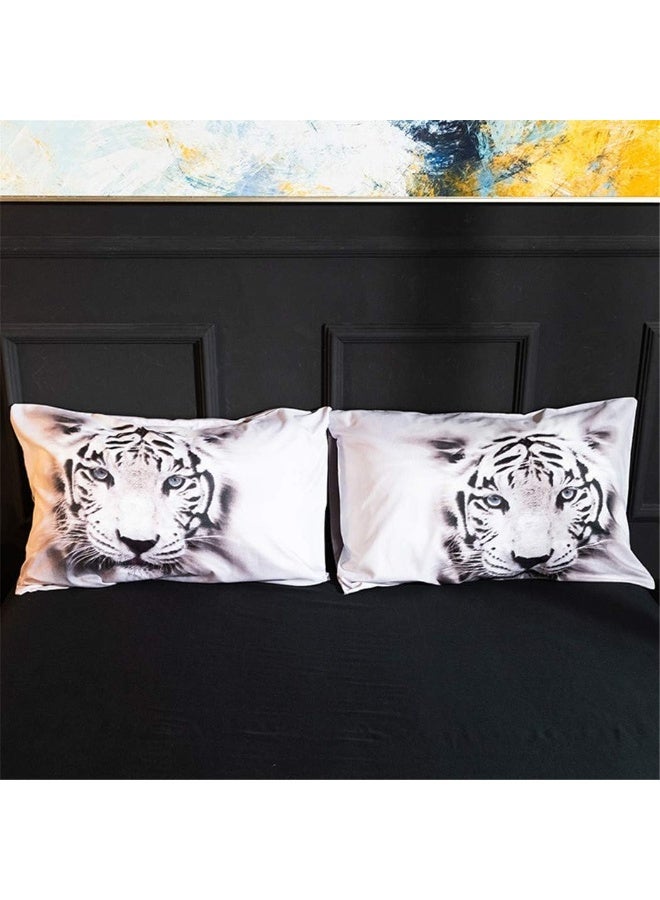 Homebed White Tiger Bedding Set Queen Size 3D Animal Print for Kids Boys Teens Duvet Cover Set  - Image 4
