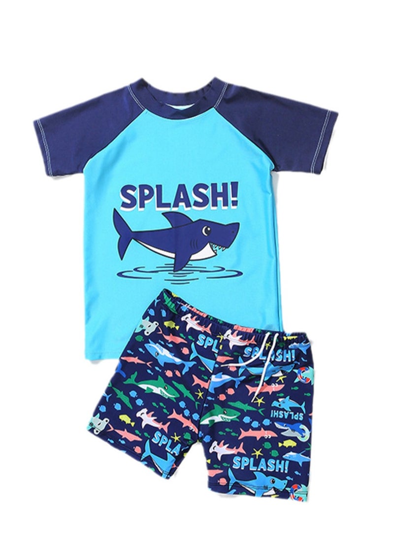 Generic 3pcs boys swimsuit and trunks set short sleeve swimming cap cartoon swimsuit  - Image 3