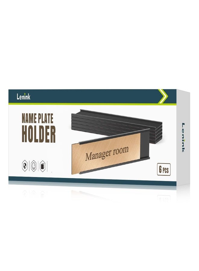 Lenink 6 Pack Name Plate Holder, Office Door Name Plate Holder Adhesive Wall Mount for Meeting Room, Business Department, Warning Area 8” X 2” (Black) - Image 1