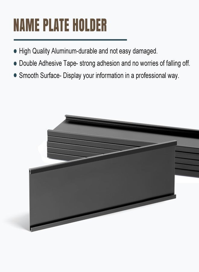 Lenink 6 Pack Name Plate Holder, Office Door Name Plate Holder Adhesive Wall Mount for Meeting Room, Business Department, Warning Area 8” X 2” (Black) - Image 2