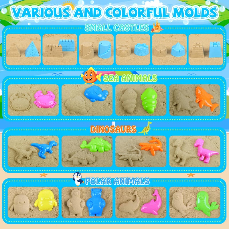 FHOZGECY Beach Toys, Sand Toys for Kids Boys and Girls with 4 Beach Construction Vehicles, 4 Collapsible Bucket, Sand Castle Building Kit, Sand Molds, Mesh Bag, Outdoor Toys for Kids Ages 4-8 - Image 5