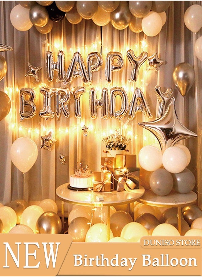 DUNISO - Luxurious Birthday Decorations for Adult and Kids Happy Birthday Party Decorations Happy Birthday Banner and Balloon Birthday Balloon Letters - Image 1