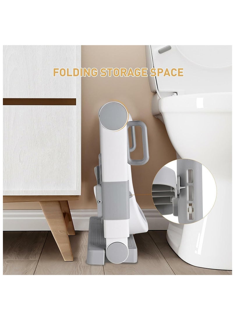 Arabest - Potty Training Seat, Folding Baby Potty Chair with Non-Slip Step Stool Ladder and Soft Cushion, Children's Toilet Seat for Toddler Boys Girls (Grey) - Image 1