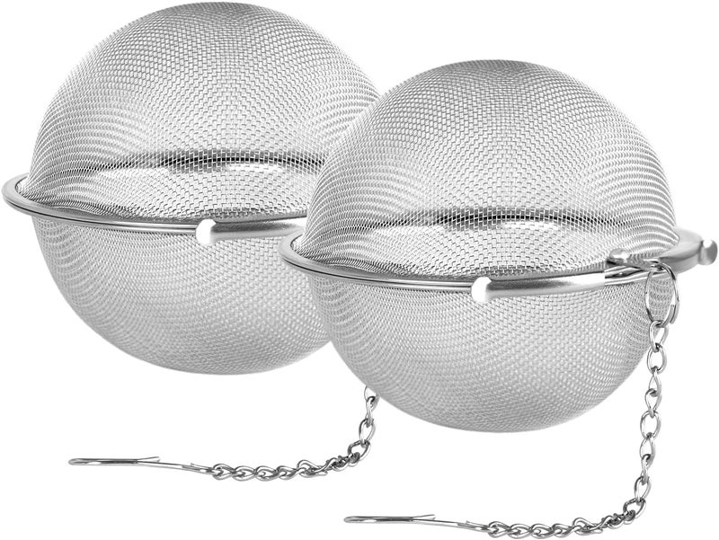 yomith Spice Ball Large for Cooking, Stainless Steel Tea Ball Strainer Spice Infuser, Soup Seasonings Seperation Basket with Extended Chain Hook for Brewing Tea Spices Seasonings (Large, Pack of 2) - Image 1