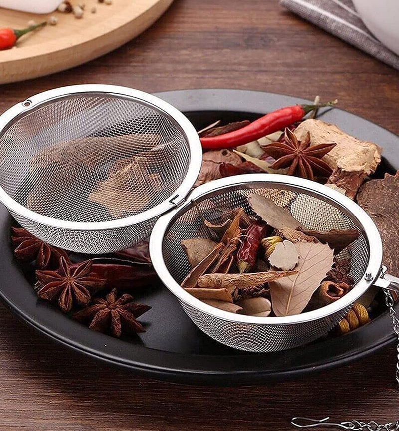 yomith Spice Ball Large for Cooking, Stainless Steel Tea Ball Strainer Spice Infuser, Soup Seasonings Seperation Basket with Extended Chain Hook for Brewing Tea Spices Seasonings (Large, Pack of 2) - Image 2