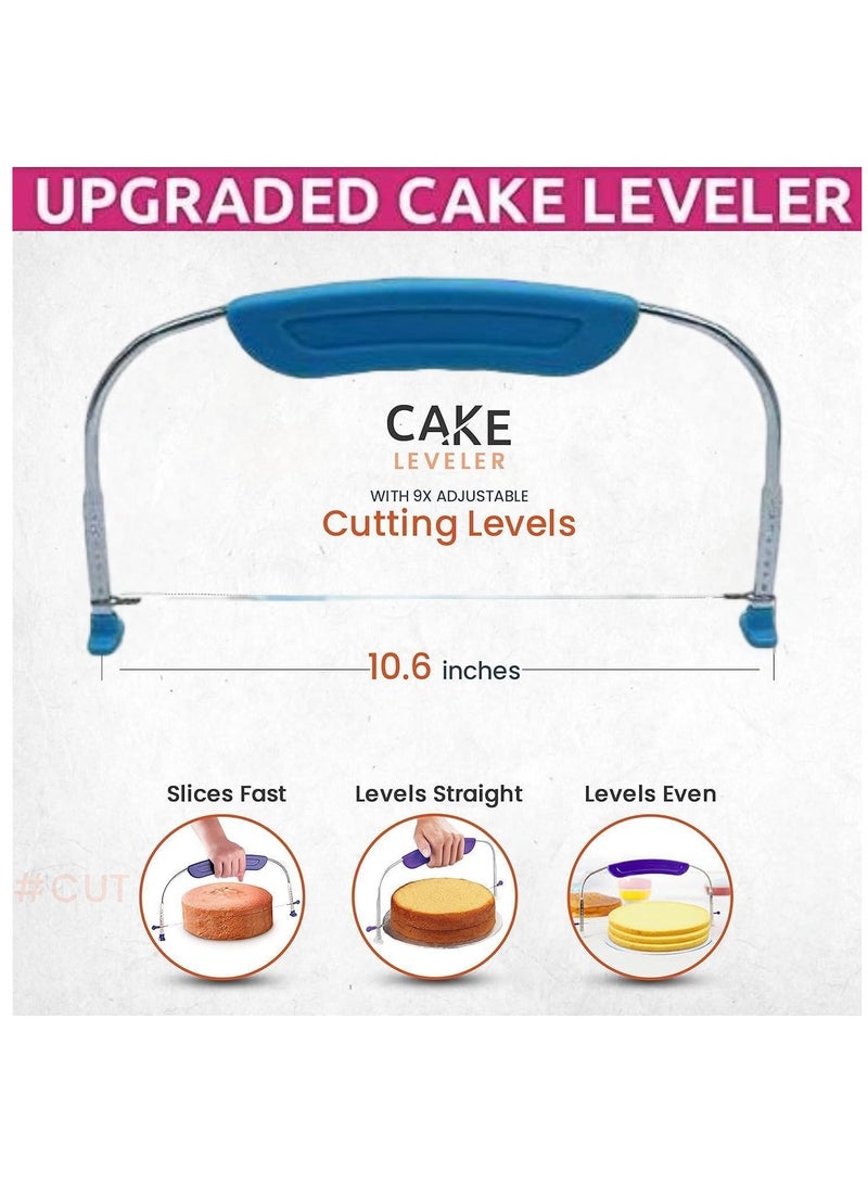 35PCs Cake Turntable and Leveler-Rotating Cake Stand with Non Slip pad-7 Icing Tips and 20 Bags- Straight & Offset Spatula-3 Sc Set -Baking Tools（Pink&Rose Red）  - Image 3