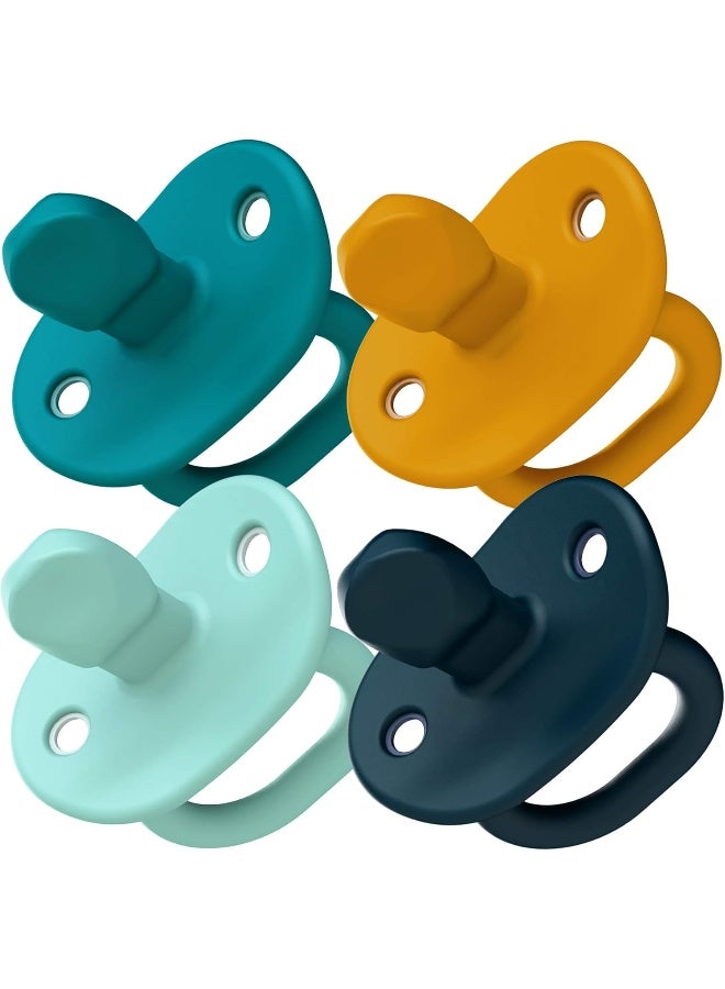 TOMY Boon JEWL Biometric Stage 2 Orthodontic Pacifier â€” 0+ Months â€” Blue â€” Silicone Baby Pacifier with Soothing Gem Shaped â€” 4 Count - Image 1