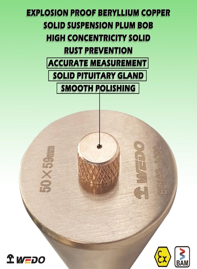 WEDO Non-Sparking Plumb Bob,Hanging Wire Hammer,High Precision Vertical Building Measuring Tool,Beryllium Copper,Non-magnetic,Size 59 * 50mm,Ideal for Straight Level Test,BAM&FM Certificate - Image 3