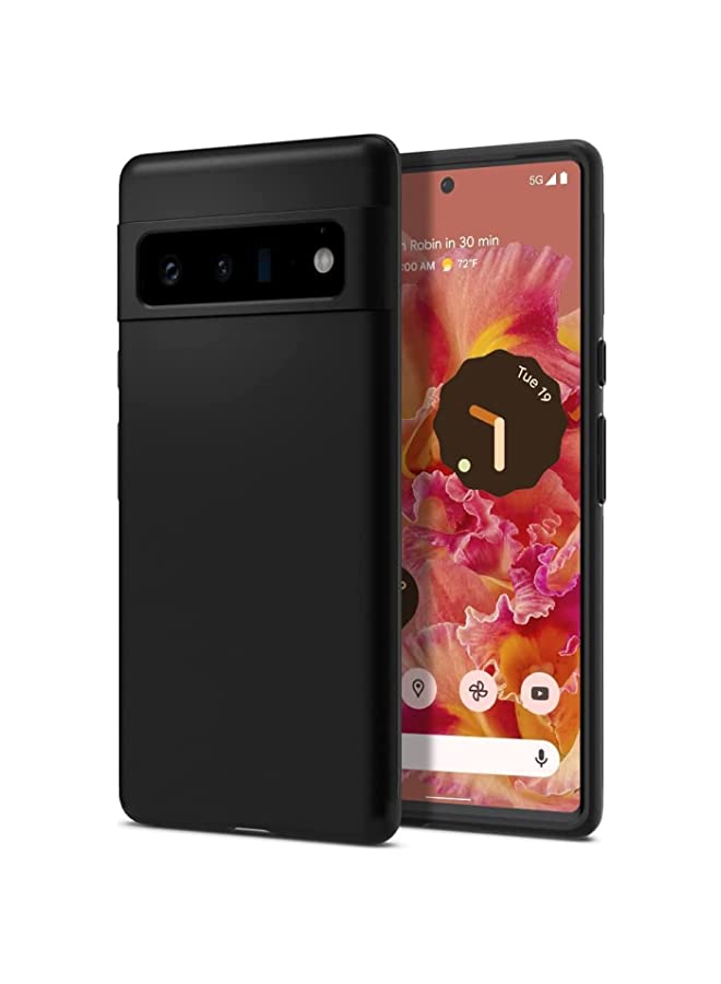 vesus حافظة لجهاز جوجل بيكسل 6 برو غلاف أسود نحيف لغطاء خلفي ناعم من TPU غلاف سيليكون مرن أسود غير لامع لجهاز جوجل بيكسل 6 برو