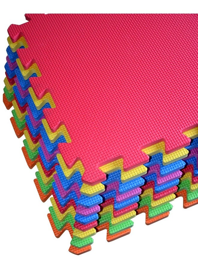 POCO DIVO - 9-Tile Multi-Color Exercise Mat, Solid Foam Eva Playmat, Baby Safety 9Sqft Soft Play Floor, Square Tiles Kids Interlocking Puzzle Mats - Image 1