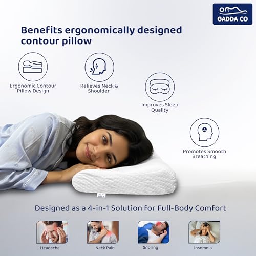 GADDA CO Memory Foam Cervical Neck Pillow for Neck| Orthopedic Cervical Pillow for Pain Relief, Spinal Alignment | 19.5x11x2.5 Inch, White, 2-Year Warranty - Image 3