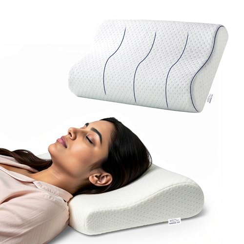 GADDA CO Memory Foam Cervical Neck Pillow for Neck| Orthopedic Cervical Pillow for Pain Relief, Spinal Alignment | 19.5x11x2.5 Inch, White, 2-Year Warranty - Image 1