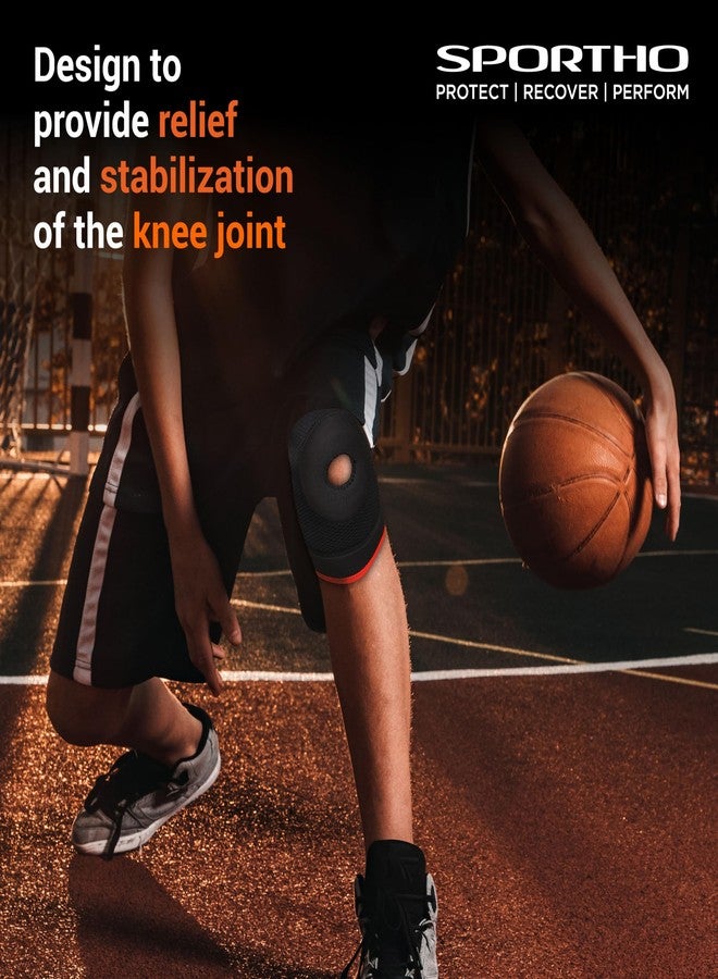 Nivia Knee Support with Patella Hole for Men & Women, Slip-In Design, Knee Sleeve for men, Comfortable Compression Sleeve, Ideal for Sports, Gym, Running & Joint Protection (Black/Red, S), Single Pc - Image 3