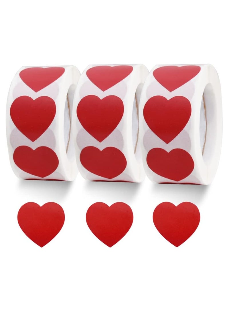 Generic 1500 Labels Red Heart Stickers 1 inch Heart Coding Shape Paper Labels for Wedding Anniversaries Invitation Envelopes Cute Decals for Water Bottle Packaging  - Image 1