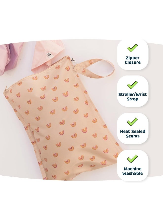 Tiny Twinkle Mess-proof Wet Bags 2 Pack Waterproof and Washable Bag for Travel storage, Stroller, Daycare, Baby Diapers, Yoga, Beach, Pool, Wet Toddler Swimsuits (Periwinkle,Pebble) - Image 5